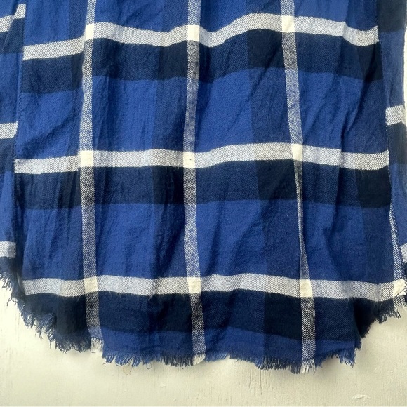 Anthropologie | HOLDING HORSES button up roll tab fringe hem blue plaid country - Picture 12 of 16